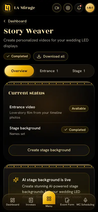 Story Weaver AI film screen in the LA Mirage app