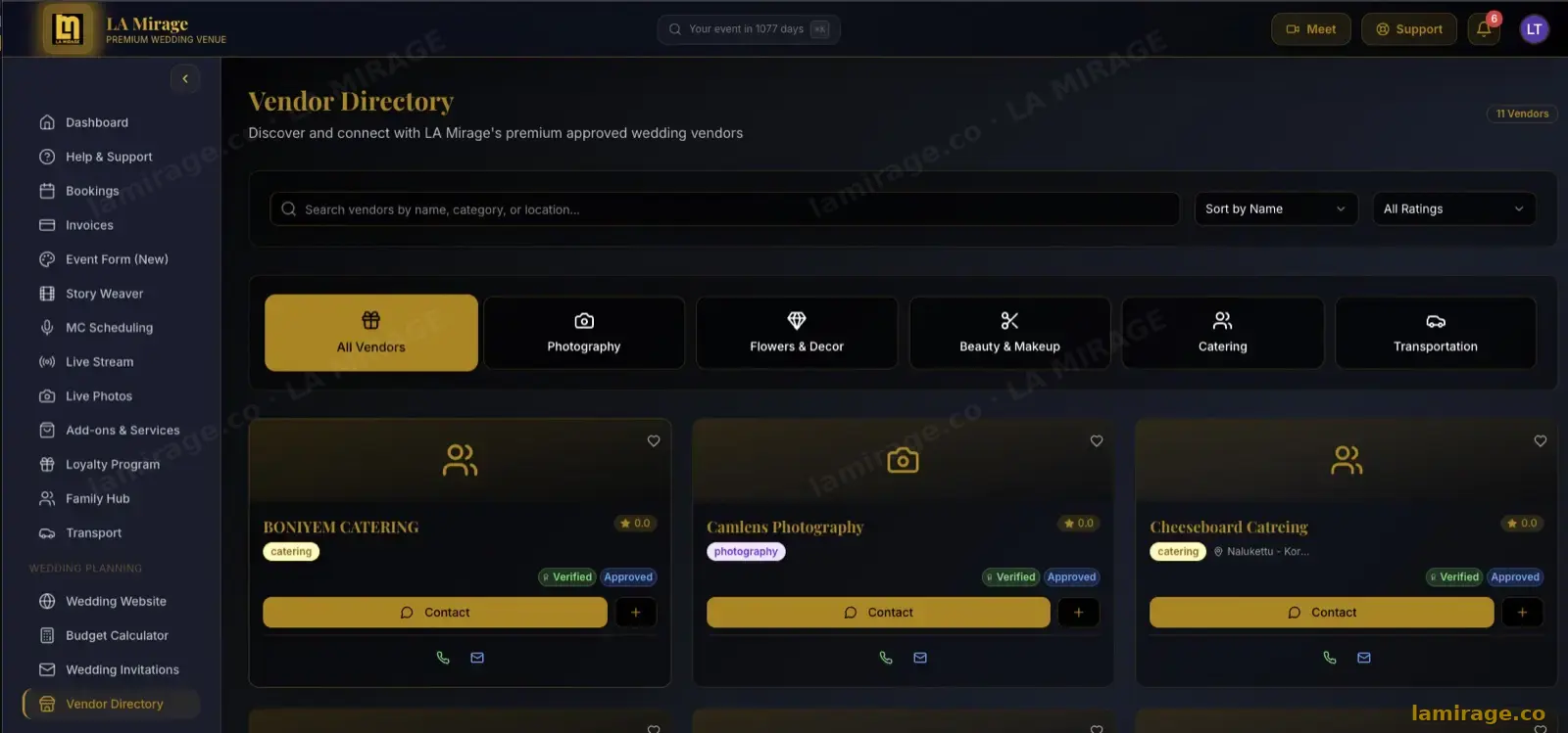 Vendor Directory — lamirage.co